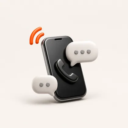 3D illustratie van een telefoongesprek